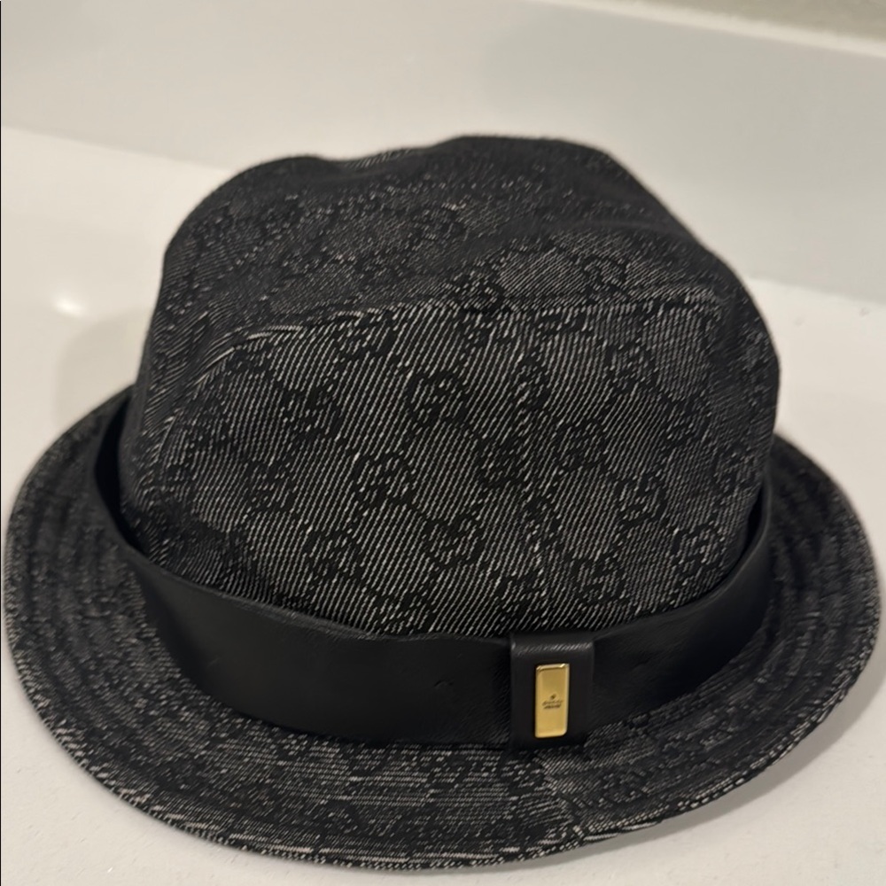 Authentic Gucci Black Patterned Fedora Hat - image 1